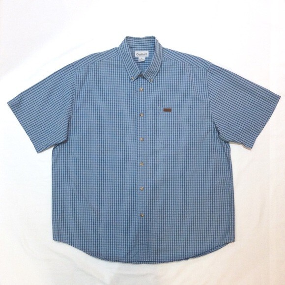 Carhartt Button Down Sz XL Work Shirt Short Sleeve Classic Fit Blue Check - Picture 1 of 5